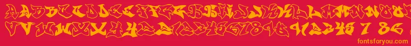 graffonti atomic bomb fontvir us-fontti – oranssit fontit punaisella taustalla