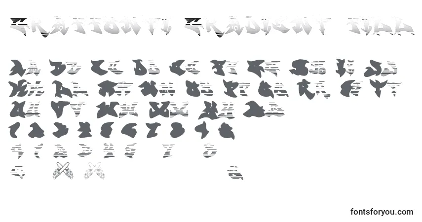Czcionka Graffonti gradient fill fontvir us – alfabet, cyfry, specjalne znaki
