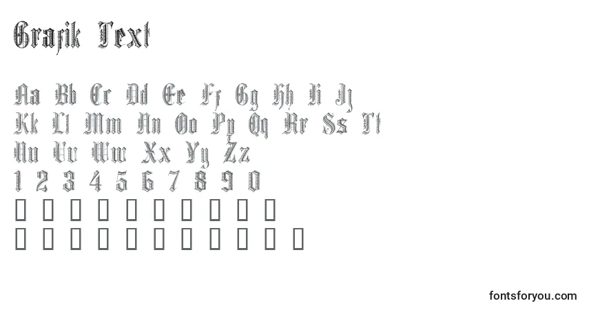 A fonte Grafik Text – alfabeto, números, caracteres especiais