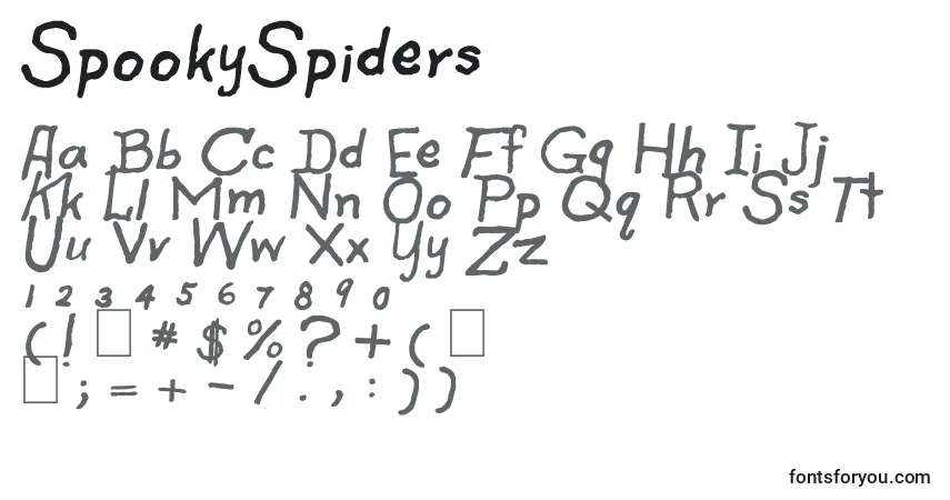 Schriftart SpookySpiders – Alphabet, Zahlen, spezielle Symbole