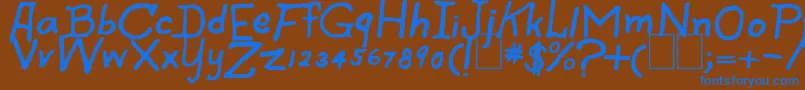 フォントSpookySpiders – 茶色の背景に青い文字
