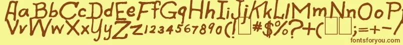 SpookySpiders-Schriftart – Braune Schriften auf gelbem Hintergrund