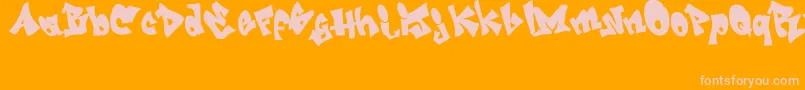 Fonte GRAFITI   jedagraphicx – fontes rosa em um fundo laranja