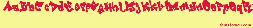 フォントGRAFITI   jedagraphicx – 赤い文字の黄色い背景