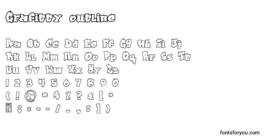 A fonte Grafitty outline – alfabeto, números, caracteres especiais