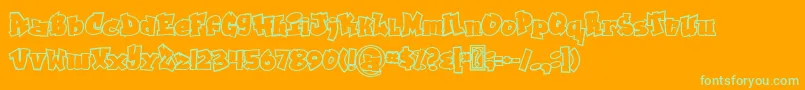 Grafitty outline Font – Green Fonts on Orange Background