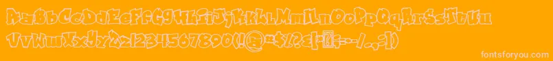 Grafitty outline-Schriftart – Rosa Schriften auf orangefarbenem Hintergrund