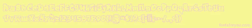 Grafitty outline Font – Pink Fonts on Yellow Background