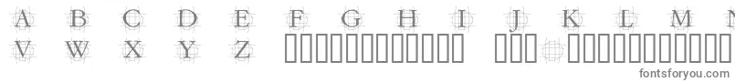 GRAFRM  -fontti – harmaat kirjasimet valkoisella taustalla