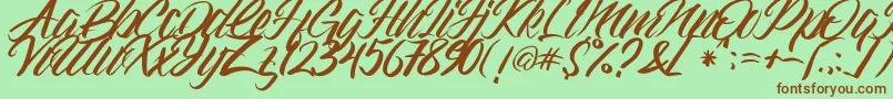 フォントGramattica – 緑の背景に茶色のフォント