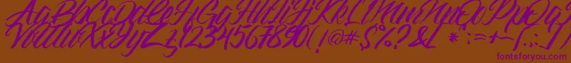 Gramattica-Schriftart – Violette Schriften auf braunem Hintergrund