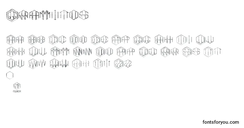 Czcionka Gramitos – alfabet, cyfry, specjalne znaki