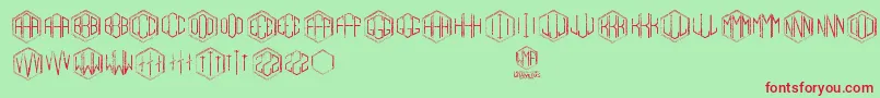 Gramitos-Schriftart – Rote Schriften auf grünem Hintergrund