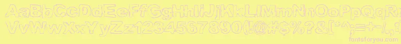 GRAML   -fontti – vaaleanpunaiset fontit keltaisella taustalla