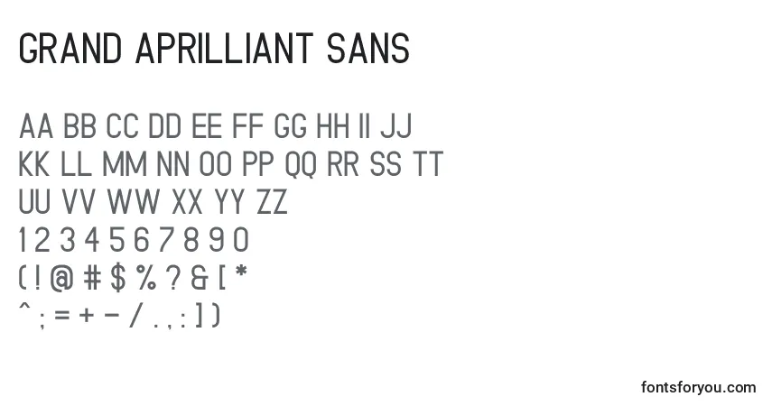 Grand Aprilliant Sansフォント–アルファベット、数字、特殊文字