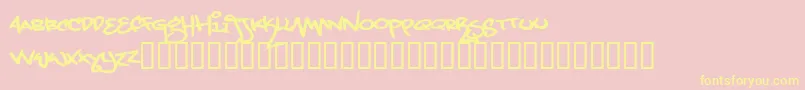 Fonte Grand Stylus – fontes amarelas em um fundo rosa