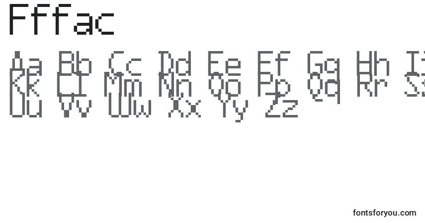 Czcionka Fffac – alfabet, cyfry, specjalne znaki