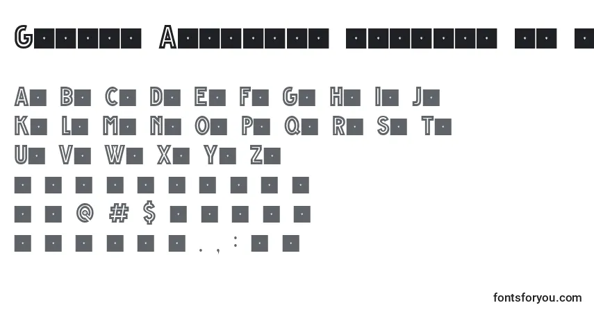 Schriftart Grande Andretti regular v1 0  limited charset – Alphabet, Zahlen, spezielle Symbole