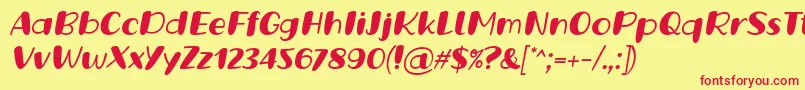 Grande October Three Italic Font by Situjuh 7NTypes Font – Red Fonts on Yellow Background
