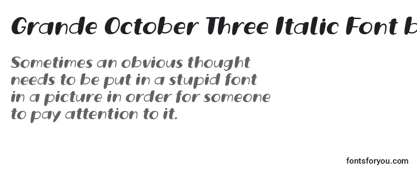 Grande October Three Italic Font by Situjuh 7NTypes -fontin tarkastelu