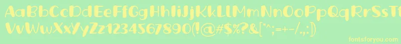 フォントGrande October Three Regular Font by Situjuh 7NTypes – 黄色の文字が緑の背景にあります