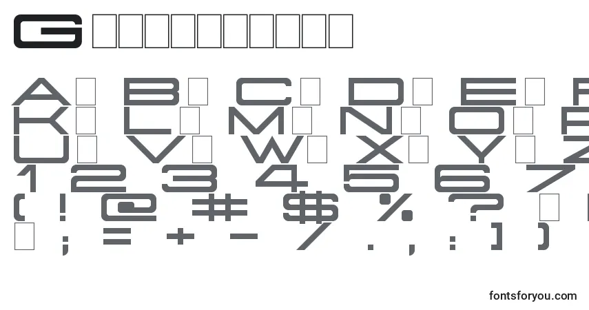 Schriftart Grandissimo – Alphabet, Zahlen, spezielle Symbole
