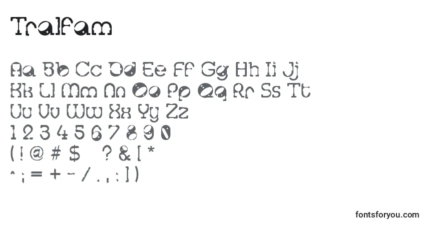 Schriftart Tralfam – Alphabet, Zahlen, spezielle Symbole