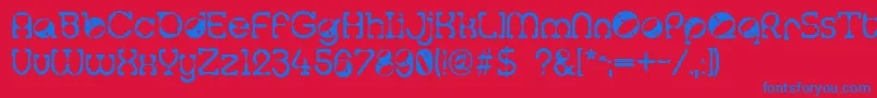 Tralfam Font – Blue Fonts on Red Background