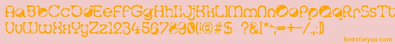 Tralfam-Schriftart – Orangefarbene Schriften auf rosa Hintergrund