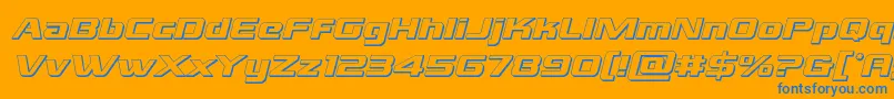 grandnational3dital-Schriftart – Blaue Schriften auf orangefarbenem Hintergrund