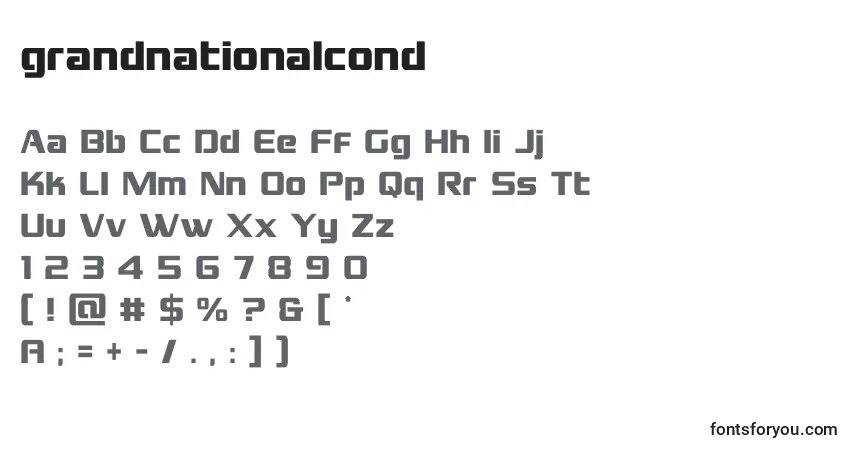 Grandnationalcond (128375)フォント–アルファベット、数字、特殊文字