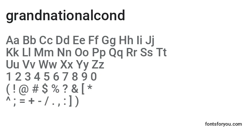 A fonte Grandnationalcond (128376) – alfabeto, números, caracteres especiais
