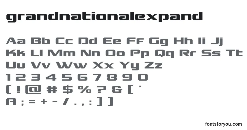 Schriftart Grandnationalexpand (128379) – Alphabet, Zahlen, spezielle Symbole
