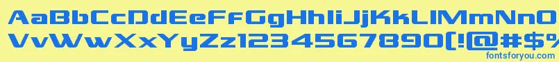 フォントgrandnationalexpand – 青い文字が黄色の背景にあります。