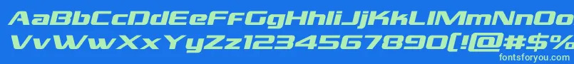 grandnationalexpandital Font – Green Fonts on Blue Background
