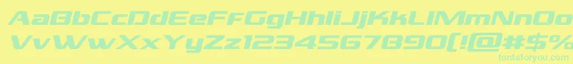 フォントgrandnationalexpandital – 黄色い背景に緑の文字