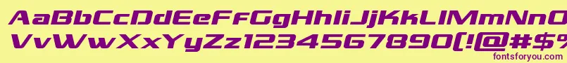 grandnationalexpandital Font – Purple Fonts on Yellow Background