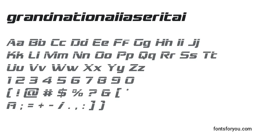 Schriftart Grandnationallaserital (128387) – Alphabet, Zahlen, spezielle Symbole