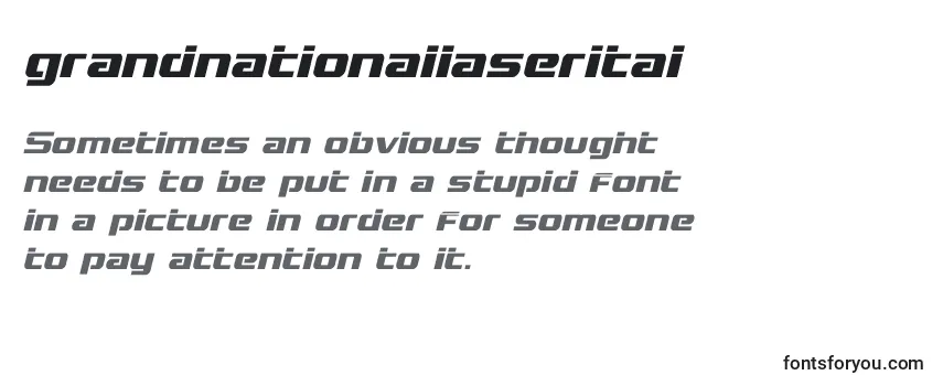 Review of the Grandnationallaserital (128387) Font