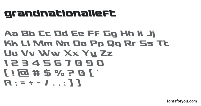 Czcionka Grandnationalleft (128389) – alfabet, cyfry, specjalne znaki