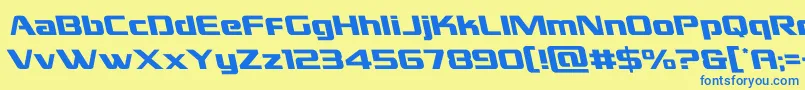 フォントgrandnationalleft – 青い文字が黄色の背景にあります。