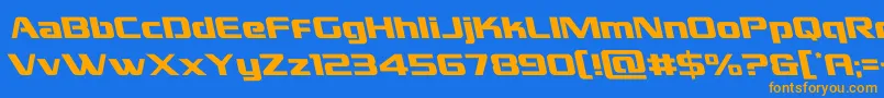 フォントgrandnationalleft – オレンジ色の文字が青い背景にあります。