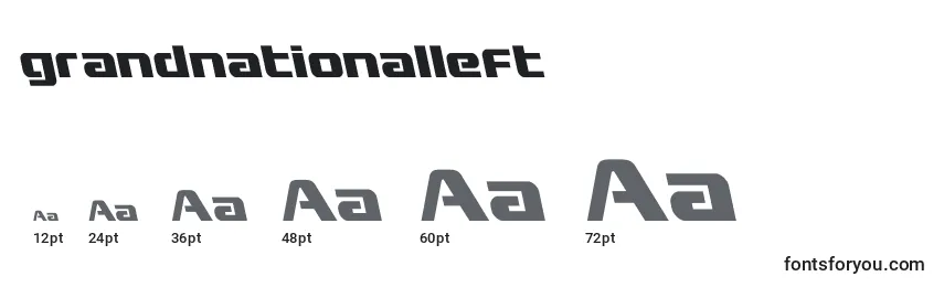 Размеры шрифта Grandnationalleft (128389)