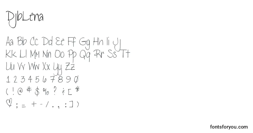 Schriftart DjbLena – Alphabet, Zahlen, spezielle Symbole