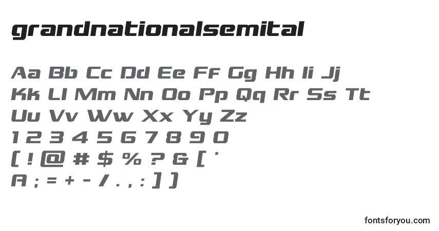 Шрифт Grandnationalsemital (128391) – алфавит, цифры, специальные символы