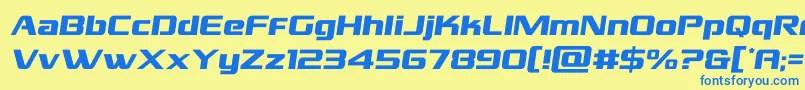 フォントgrandnationalsemital – 青い文字が黄色の背景にあります。