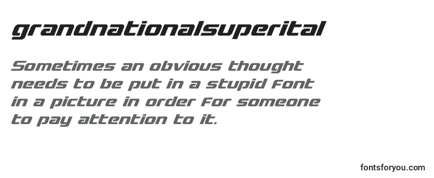 Review of the Grandnationalsuperital (128393) Font