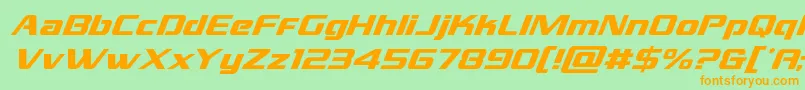 フォントgrandnationalsuperital – オレンジの文字が緑の背景にあります。