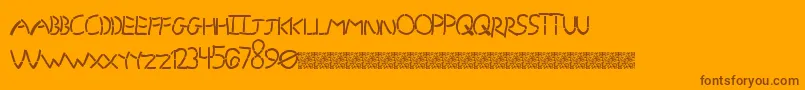 GrandStencil-Schriftart – Braune Schriften auf orangefarbenem Hintergrund
