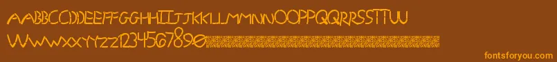 GrandStencil-Schriftart – Orangefarbene Schriften auf braunem Hintergrund